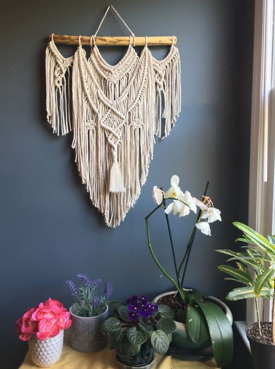 Miniatura 5 de Macrame Wall Hanging Boho Home Decor Chic Woven Decoration for Bedroom Living Room Apartment Dorm Gallery Perfect Handmade Christmas Gift Ideas,