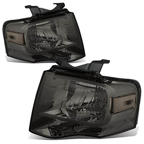 Pair Of Smoked Housing Clear Corner Headlight Lamps Kit Compatible With Ford Expedition U324 07-14 #TOP18