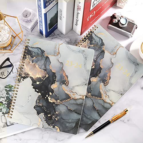 Planner 2023-2024 - Jul.2023 - Jun.2024, 2023-2024 Planner, Academic Planner 2023-2024, 2023-2024 Planner Weekly & Monthly With Tabs, 8" X 10", Flexible Cover, Twin-Wire Binding - Black Waterink #TOP1