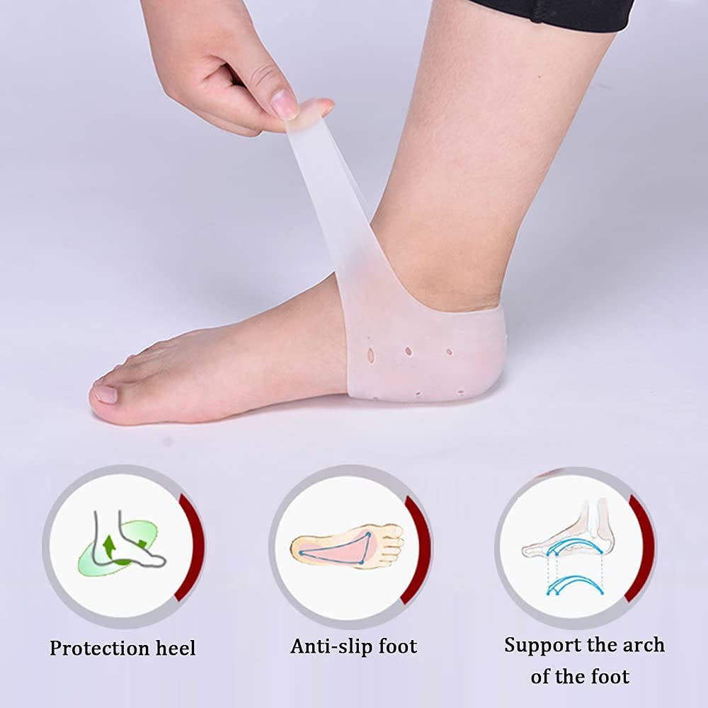 Solette, Cuscinetti in Gel for Talloni, Nuovo Materiale Ideale for dolori al Tallone, secchi e screpolati, tendinite d'Achille, for Uomini Donne(White)