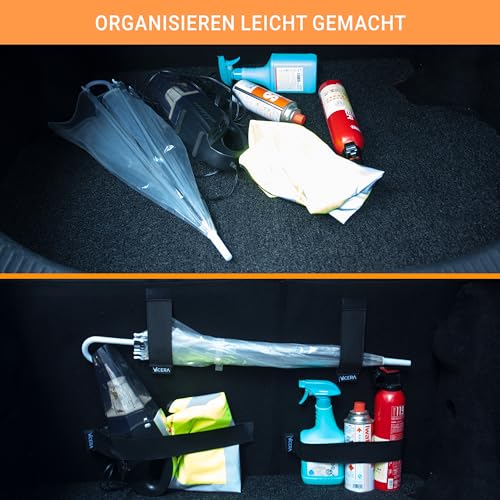 Vicera Kofferraum Organizer Klett 4er Set - Klettbänder zur Befestigung von Gegenständen im Auto - Kofferraum Fixierung zum Aufbewahren & Verstauen
