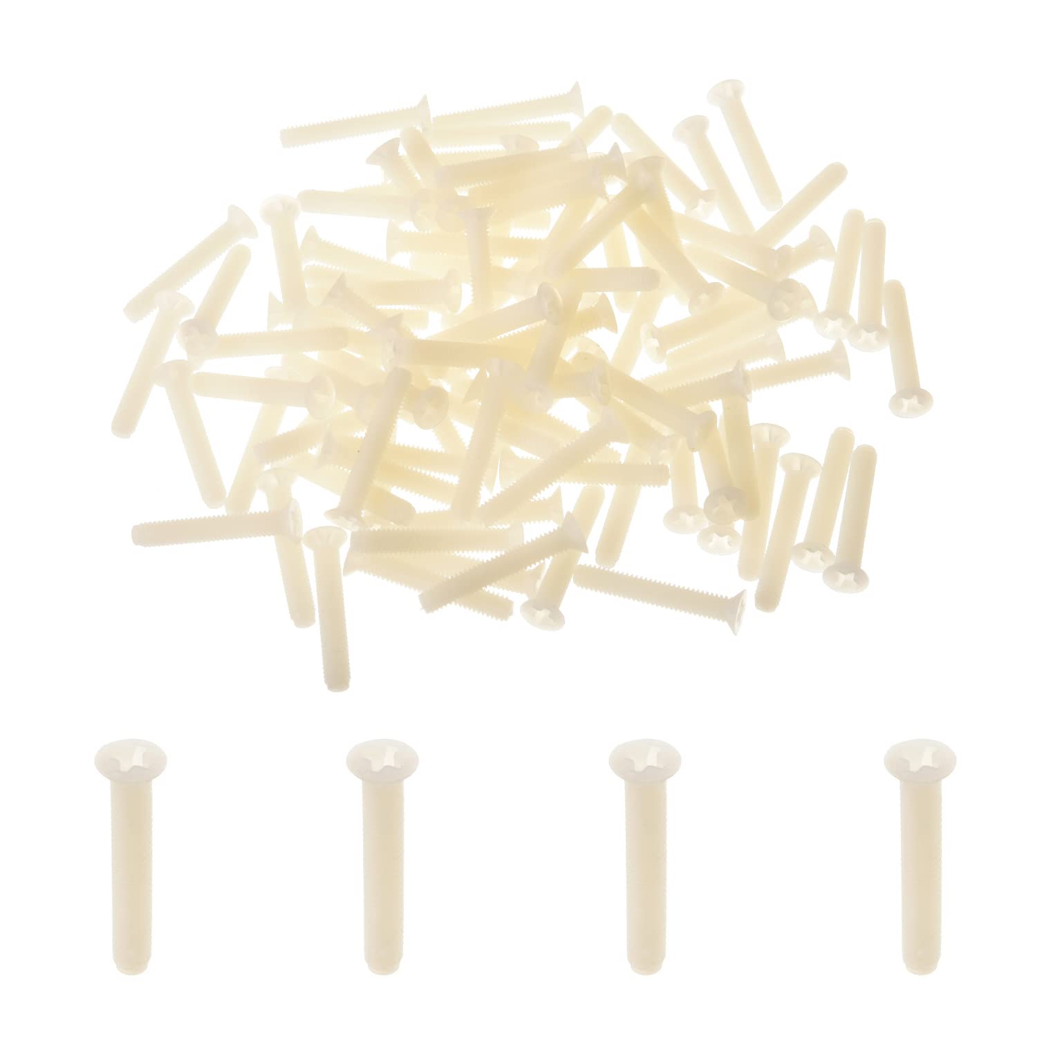 Lot De 100 Vis à Tête Cruciforme Cruciforme En Nylon Blanc M4 × 15 Mm, Vis Isolées à Tête Ronde Phillips