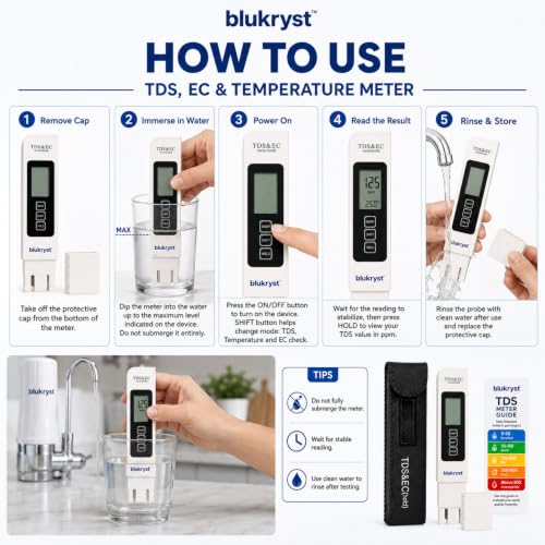 Image of TDS & EC Meter for Water Testing 0-999 ppm LCD Display Temperature Reading | EC| Temperature Meter | TDS For Water Testing Best Quality With ±2% High Accuracy | TDS & EC For Water Quality Tester