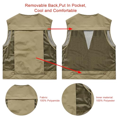 Mens Outdoor Vest Breathable Quick-Dry Fishing Vest Work Camping Hiking Utility with 14-Pocket4