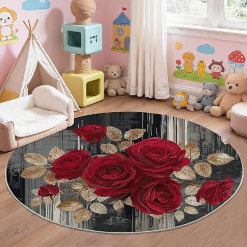 Alfombra redonda lavable de 120 cm que no resbala para cuarto de bebé y sala 4