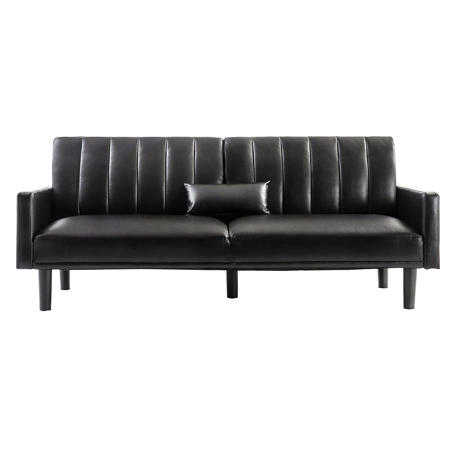 Buy Futon Sofa Bed, Convertible Folding Faux Leather Sleeper Sofa, Living Room Couch Furniture