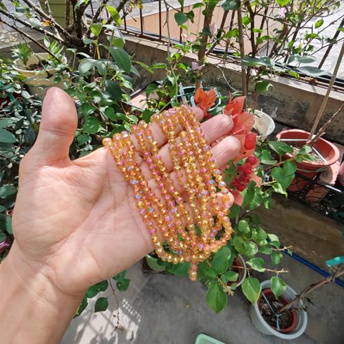 Image of 6mm Rondelle Glass Beads for Jewelry Making, Faceted Briolette Crytal Spacer Beads for Bracelet Necklace Earring, Golden Rose 720pcs