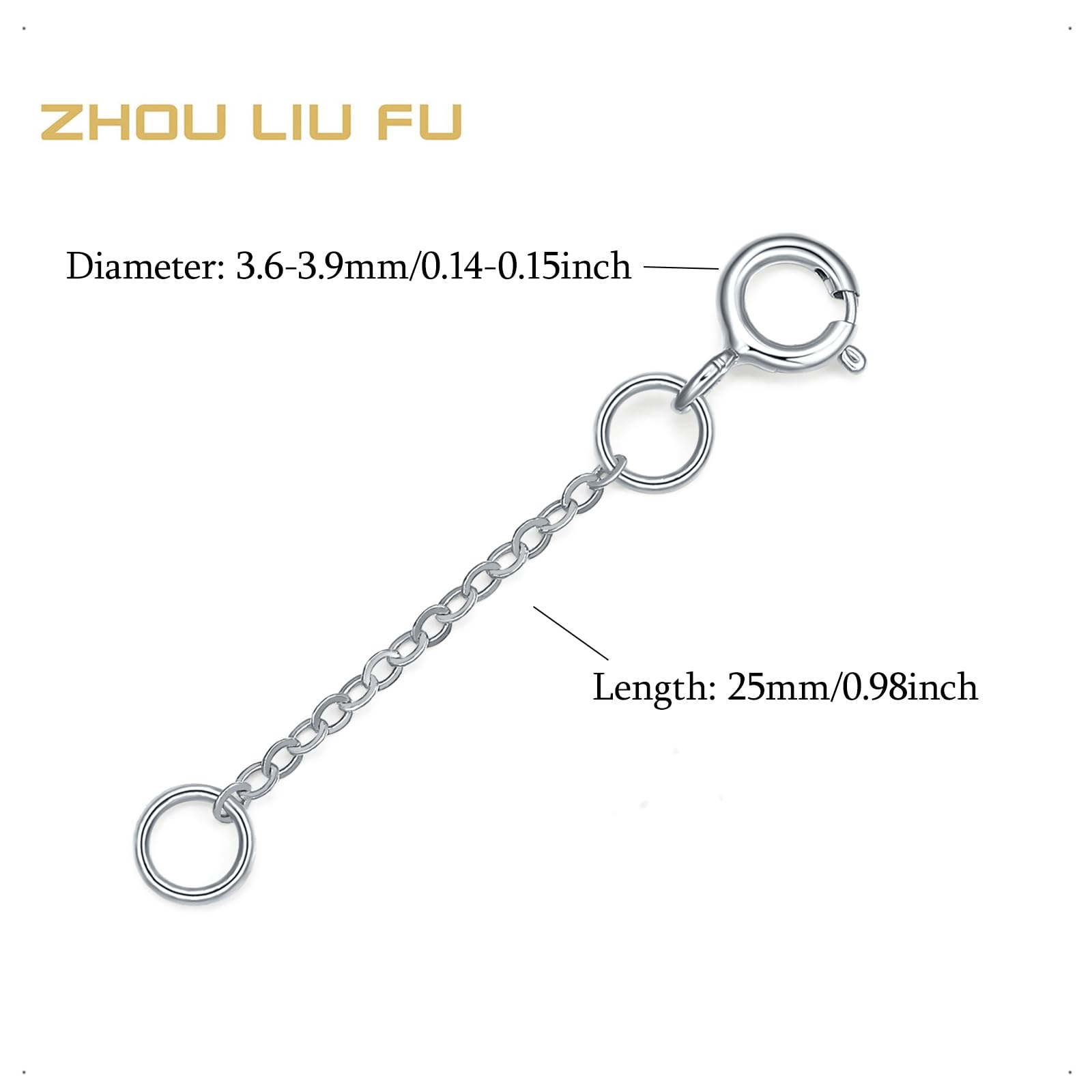 ZHOU LIU FU 18K 750 Weißgold-Verlängerung für Halskette Armband Fußkette Goldverlängerung für Damen Herren verstellbare Kette Zubehör 2,5cm C218898