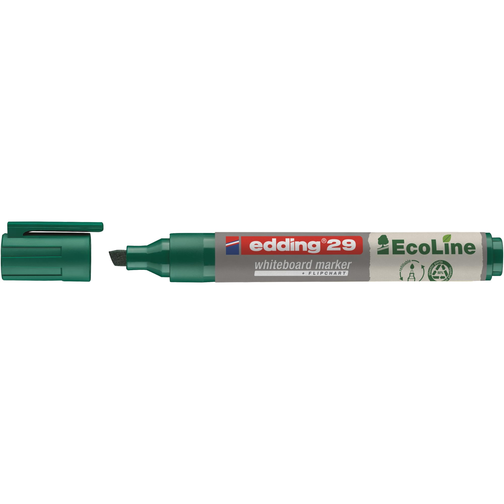 edding 29 Ecoline whiteboard marker - green - 1 whiteboard pen - chisel tip 1-5 mm - whiteboard pen dry wipe - for whiteboards, flipcharts, pinboards, memo boards - sketchnotes - refillable
