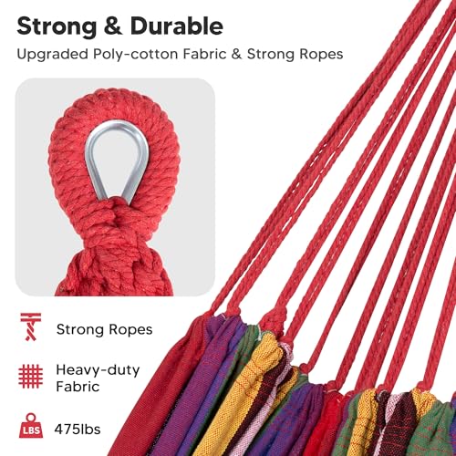 Image of SUNCREAT Hammock with Spreader Bar, Carrying Bag for Outside, Red & Yellow