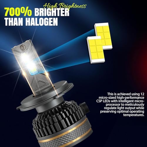 Image of OTO2EYE H4 LED Headlight Bulb for Bike 100W 10000LM 6500K Super Bright White | Motorcycle LED Headlight with Cooling Fan | Long Life | Compatible with H4 /H19 | 1 Years Warranty | Pack of 1
