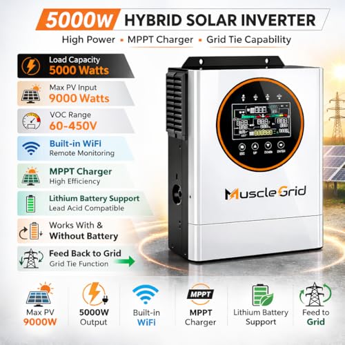 Image of Focus 5kW Solar Inverter 24V Hybrid MPPT | 5000W Output | 9000W PV Input | WiFi Monitoring | Lithium Battery Support | Grid Ready | MGH0548