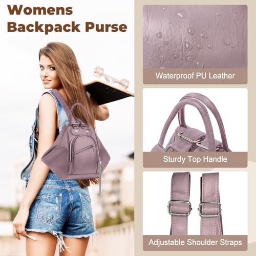 Image of Leather Backpack Purse for Women Anti-theft Casual Shoulder Bag Ladies PU Bookbag Convertible Backpack Tote Bags for Women Handbag with Card Holder for Work Hiking Daily Use