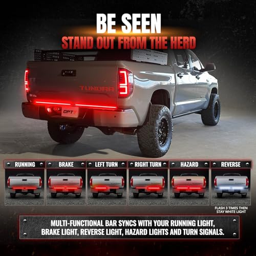 OPT7 Plug'n'Play Harness for 2007-2021 Tundra & OPT7 Redline Parlux 2PCS Triple Row LED Tailgate Light Bars w/Sequential Red Turn for 2007-2021 Tundra