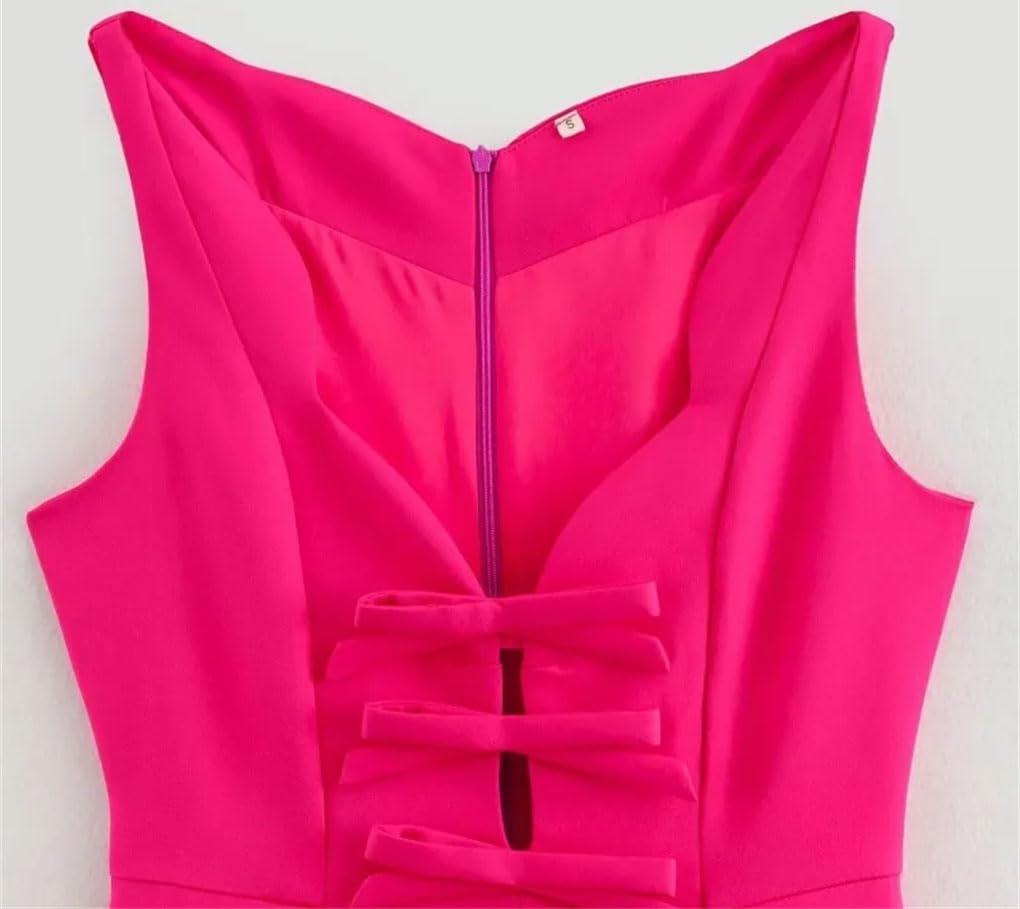 Vestido midi para mujer, con lazo profundo, cuello en V, hueco, sin mangas, cintura alta, acampanado, vestidos de fiesta