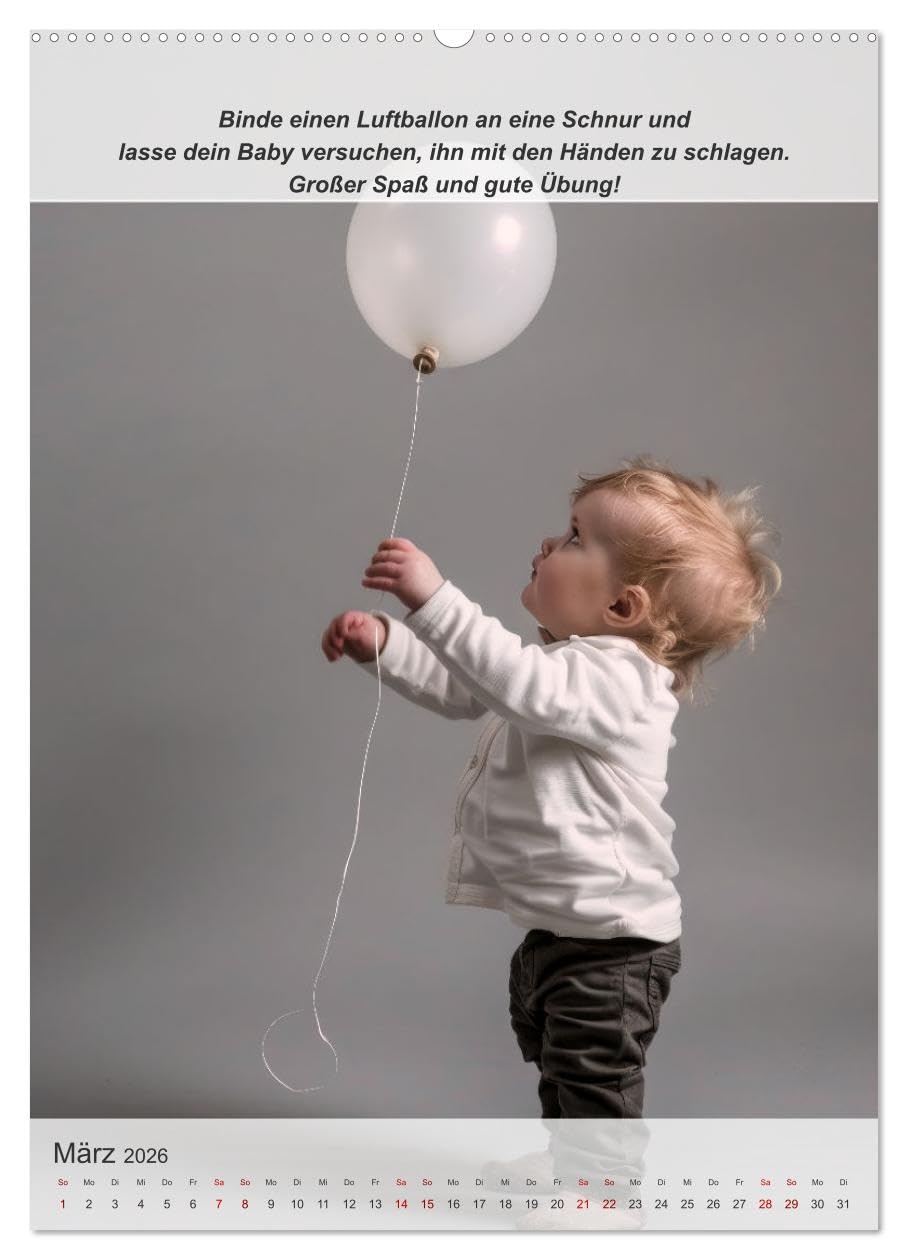 Keine Langeweile mehr für ihr Baby (hochwertiger Premium Wandkalender 2026 DIN A2 hoch), Kunstdruck in Hochglanz: Lustiger Jahresplaner zur Beschäftigung von Kleinkindern (CALVENDO Menschen)