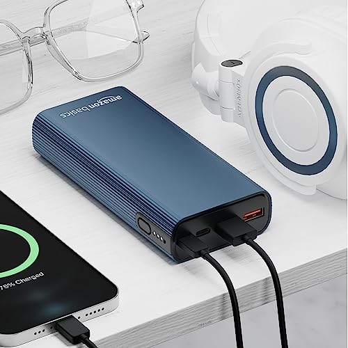 Image of Amazon Basics 20000mAh Metal 22.5W Power Bank Blue