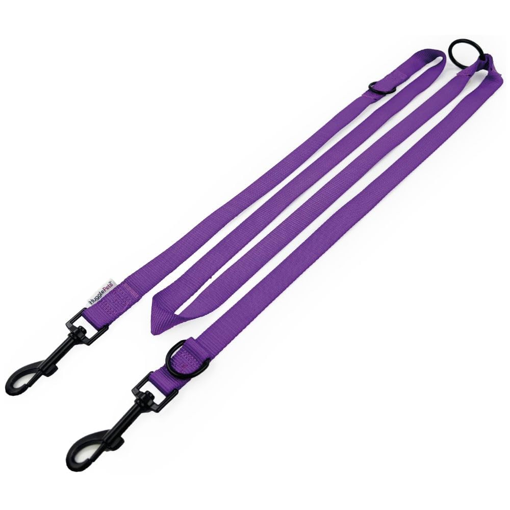HugglePets 10 In 1 Dog Training Lead Dogs. Hands Free Slip-On Rope Leash. Weather-Resistant. 200 x 1.9cm Professional Dog Lead To Stop Pulling. Short & Long Puppy Training Lead Purple