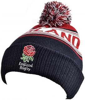 England RFU Rugby Text Bobble Beanie Hat | Navy