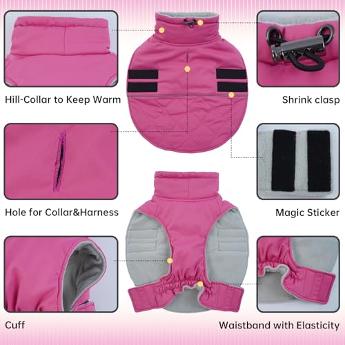 MHaustlie Warmer Hundemantel, kleine Hundewinterjacke, wasserdichte Winterbekleidung für Hunde, französische Bulldogge Mantel, Hundeschneejacke, Bichon, West Highland Terrier(Rosa, S)