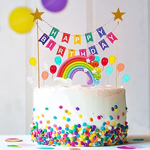 Fuyamp Rainbow Cake Topper Decorations Set Cover