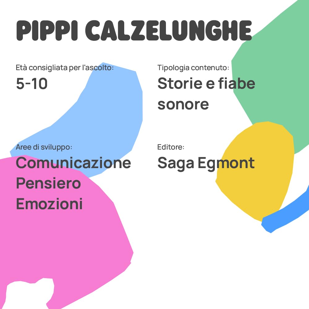 FABA Disco Sonoro - Pippi Calzelunghe – Storie e fiabe sonore per bambini e bambine 5-10 anni - Ascoltabile con il Raccontastorie e FABA+, gioco educativo versione italiana