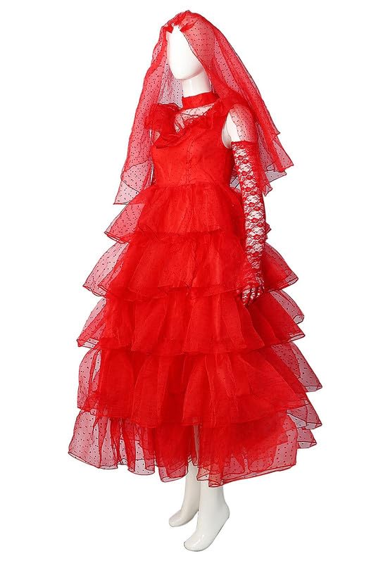 Deboyar Women Ghost Costume Red Bride Wedding Dress Cosplay Halloween Outfits
