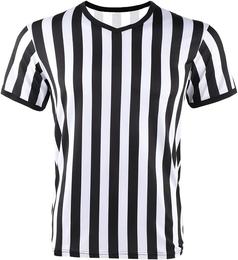 Hovershoes Official Sports Referee Shirt, Soccer Referee Uniform, Black and White Stripe Umpire Jersey for Men Women