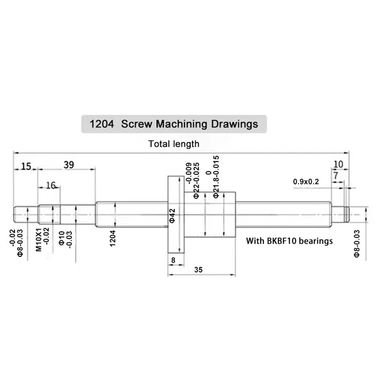 Metal Ball Screw nut end Processing SFU1204 Set Rolled Ball Screw C7 with End Machined+1204 Ball Nut + Nut Housing+BK/BF10 End + Coupler(200mm)