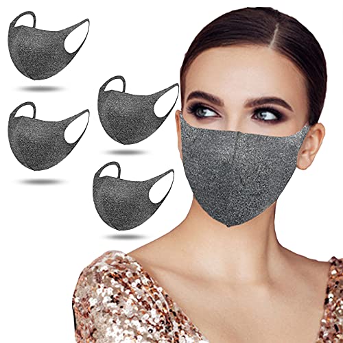 4Pcs Reusable Cloth Face Cover ,Breathable Washable Face Mask Cover,3D Soft Elastic Face Masc For Women And Men Adult Fashion Mouth Covering(4Pcs-Linen Gray) #TOP7