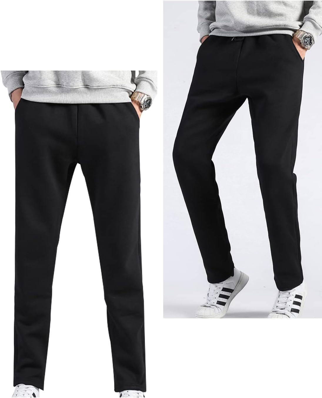 Lentta Men's Fleece Sweatpants Winter Warm Athletic Sherpa Lined Track Joggers Pants - Image 5
