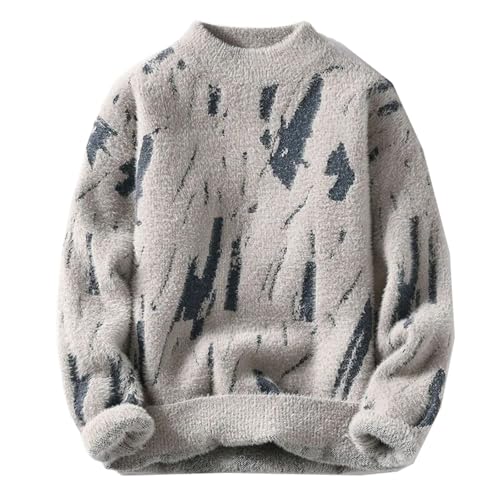 Autumn Winter Patchwork Knitted Sweater Men Streetwear Knit Pullovers Mens Slim Fit Sweater Tops