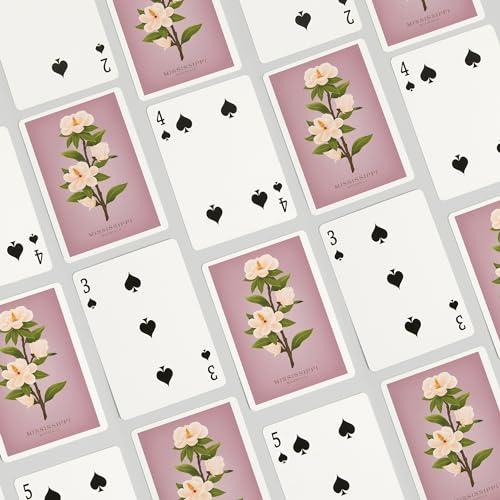 Lantern Press Mississippi, Vintage Flora, White Magnolia, 52 cartas de póker miniatura 4