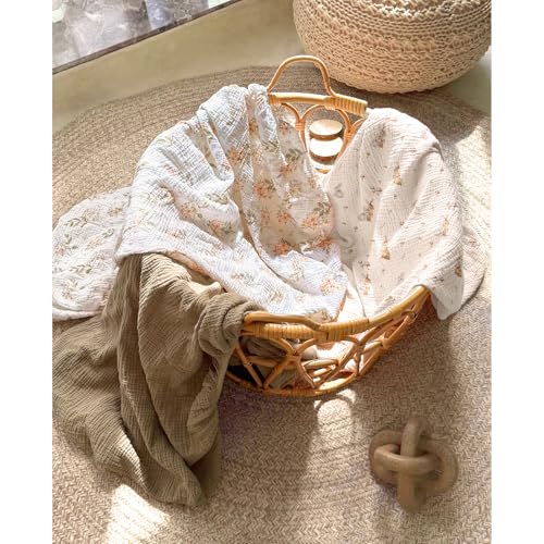 Image of lulumoon Baby Muslin Crib Sheets: Soft & Breathable Fitted Crib Sheets for Boys and Girls - Khaki Bunny Sheets for Standard Crib 2Pack