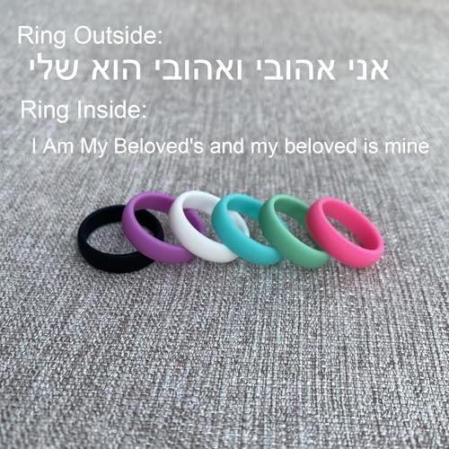 Hebrew Blessing Silicone Ring Stackable Rings Free Engraved Band Christmas Birthday Gift Comfortable Fit and Breathability for Men Women, in Hebrew, English 5.7mm - US Size 4 to 102