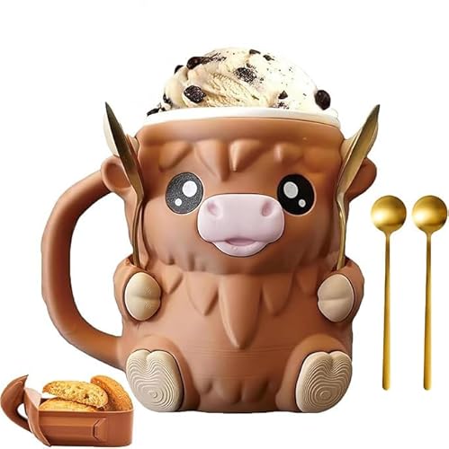 Highland Cow Ice Pint Holder Ice Cream Pint Sleeves Cover with Handle Cute Animal Ices Creams Cooler Container Popsicle Holders Beer Can Holder Highland Cow Gifts
