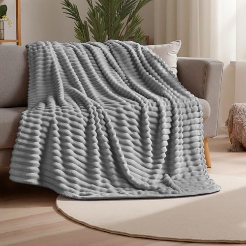 Joiedomi Twin Kuscheldecke für Bett, 152 * 203cm, Weiche Graue Fleece-Decke, Geschenk für Frauen, Mütter und Mädchen, Weiche Wolldecke Warme...