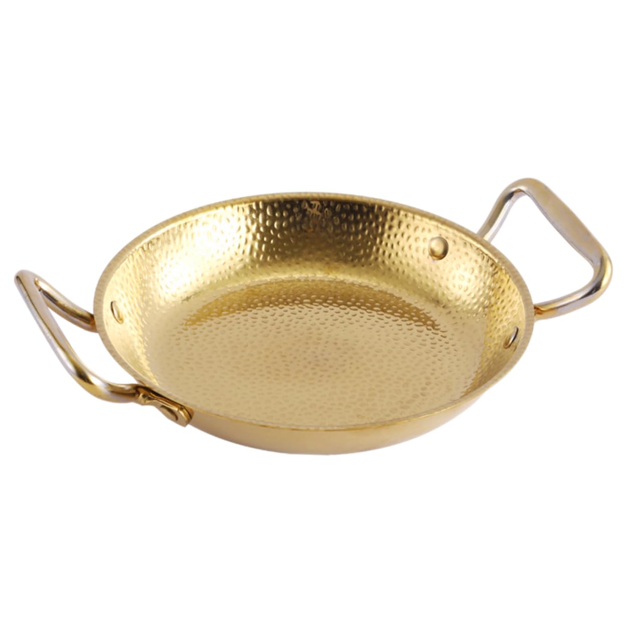 COLLBATH Padella per Paella in Acciaio Inox Oro, Pentola Alta Stile Coreano | Doppio Manico, Uso in Ristorante e Hot Pot Shop, Design Pratico e Resistente All’usura