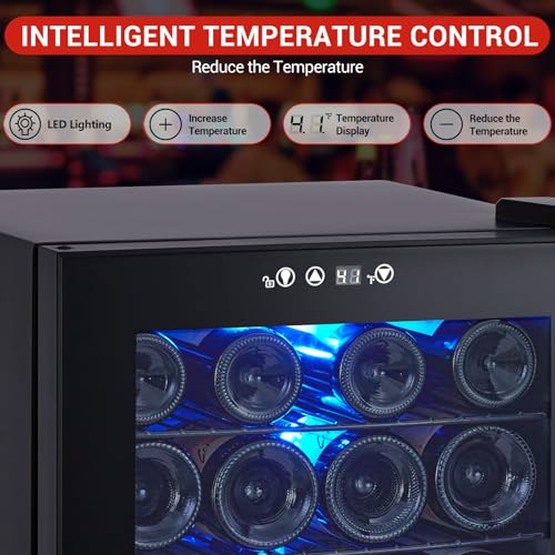 Image of 24 Bottle Wine Fridge, Small Wine Cooler Temperature Adjustment Range 40~61F, Mini Wine Refrigerator Freestanding for Home Kitchen Office Bar, Wine Cellar for Red, White and Champagne