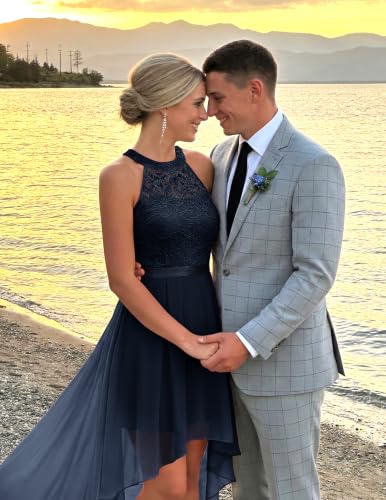 Image of Wedtrend Women's Semi Formal Dresses Halter Bridesmaid Dresses Wedding Guest Dress High Low Prom Dress