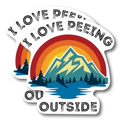 Image of (2 Pack) I Love Peeing Outside Bumper Sticker - Funny Camper Outdoorsman Adventurer Hiker Camping - 5 Inches On Longest Side - Premium Vinyl - Made in USA BMCS0283