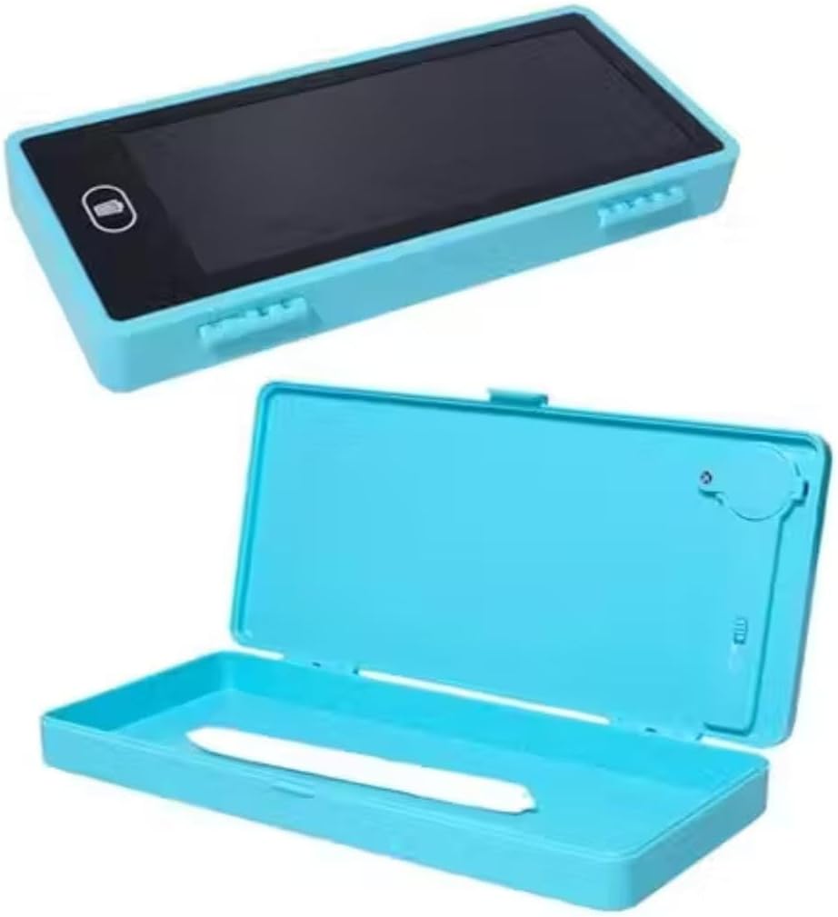 LCD Pencil case Electronics Drawing Tablet Storage case LCD Handwriting 2 in 1 Digital Slate Erase Button Blue (Blue)