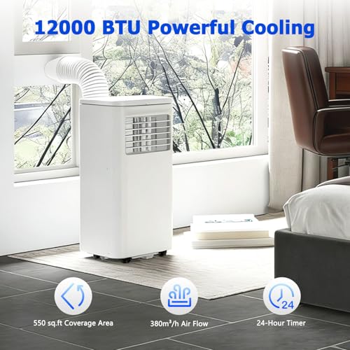 Image of 10000BTU Portable Air Conditioner Cools up to 450 Sq ft.,4-In-1 Standing AC Unit with Cooling,Dry,Sleep & Fan Modes,Remote Control,Window Kit Included