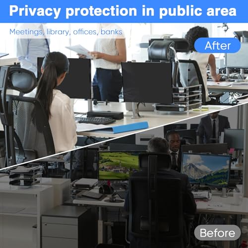 Image of 2 Pack 24 Inch Magnetic Computer Privacy Screen Filter for Monitor 16:10 Aspect Ratio, Removable Hanging Privacy Screen Shield, Anti-Glare Protector, Anti Blue Light Filter
