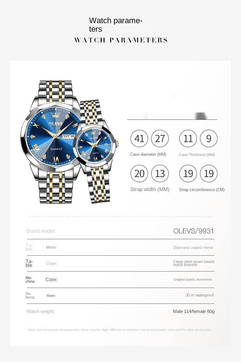 Pareja Moda Reloj Casual Cuarzo Día de San Valentín Pareja Reloj Unisex, (Paquete de 2, Modelos for Hombres y Mujeres)