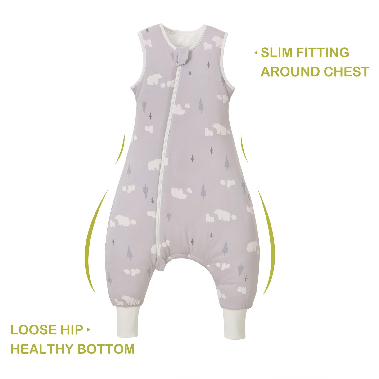Nivolltha 100% Cotton Soft Winter Baby Sleeping Bag with Feet 2.5 TOG, Comfy Warm Toddler Sleep Sack with Feet, Bear, Size M - Image 3