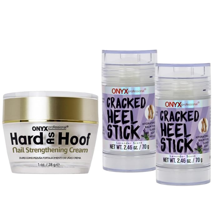Hard As Hoof Nail Strengthening Cream with Coconut Scent & Cracked Heel Repair Balm Stick (2 Pack) Dry Cracked Feet Treatment, Moisturizing Heel Balm Rolls On, Lavender Scented