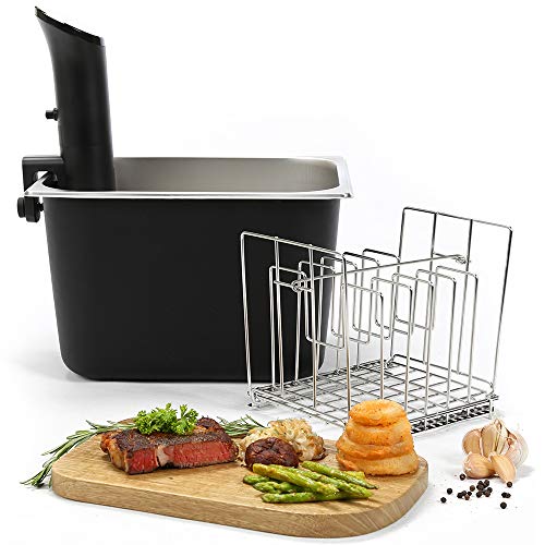 Stainless Steel Sous Vide Container and Rack Kit 12qt, Charcoal, Suits Anova, Nano