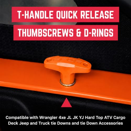 Image of GPCA Quick Release Tie Down Anchor T-Handle M8 25mm for Jeep | Fast Jeep Hardtop Removal, Heavy-Duty Truck Bed, Cargo Tie Down Hooks, Jeep Accessories (6PC, Orange)
