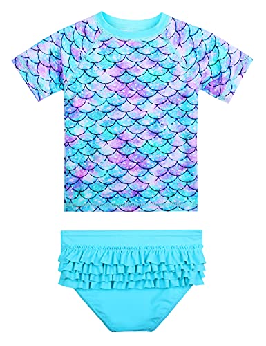 Image of XFGIRLS Girls Swimsuit Toddler Girl Two Piece Long Sleeve Bathing Suit Swimwear Swimming UPF 50+